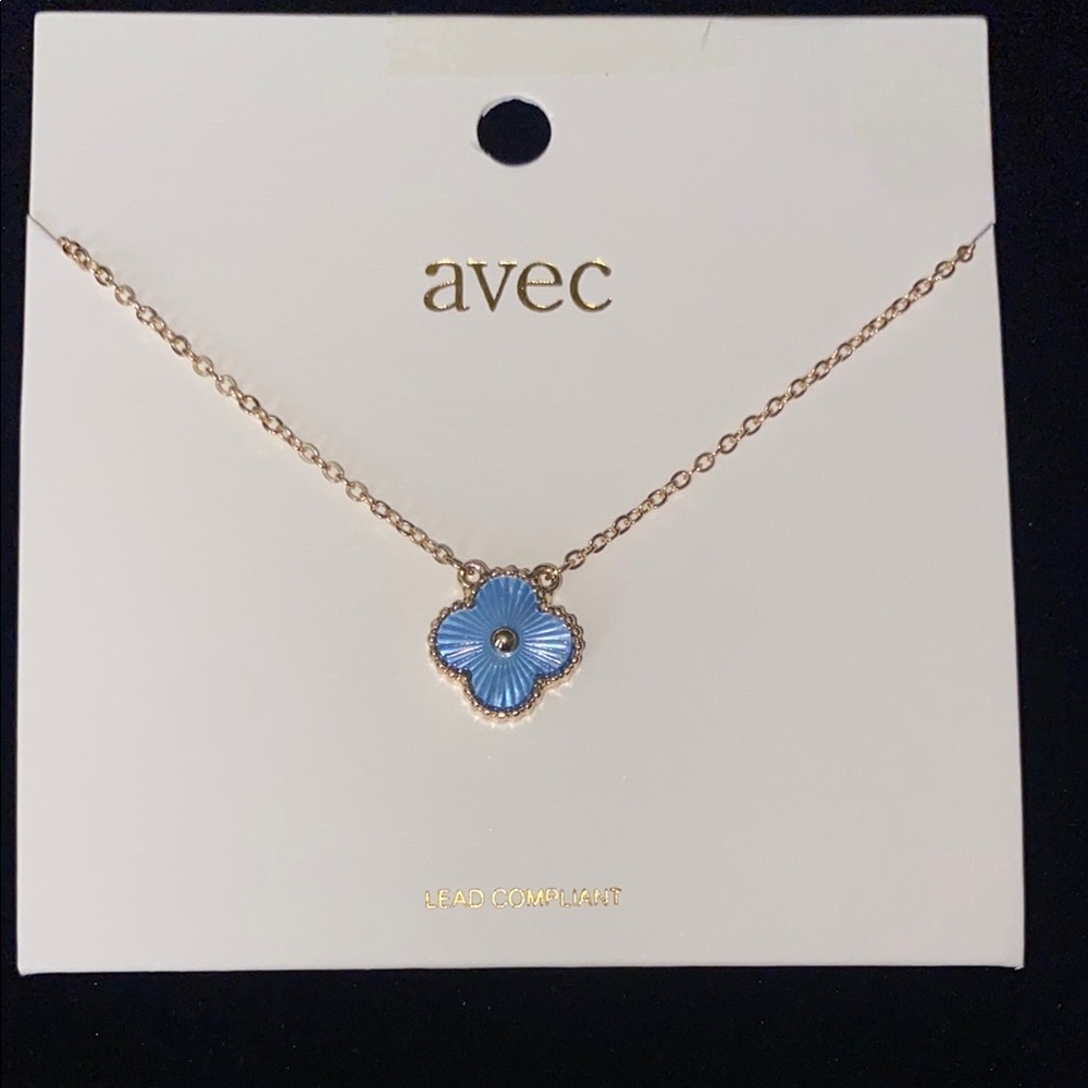 Blue and Gold Flower Pendant Necklace